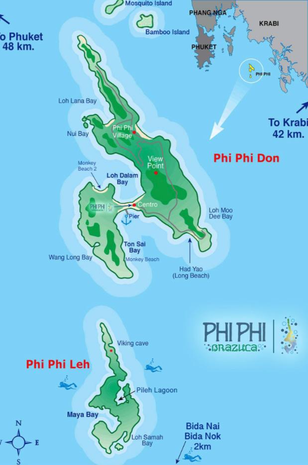 Mapa do arquipélago de Koh Phi Phi