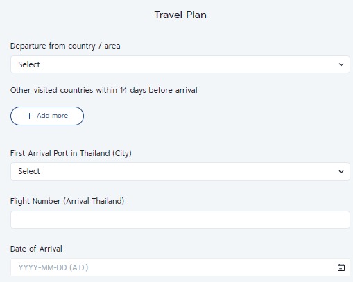 Informações sobre o voo no Thailand Pass