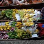 Mercado Flutuante em Bangkok na Tailândia