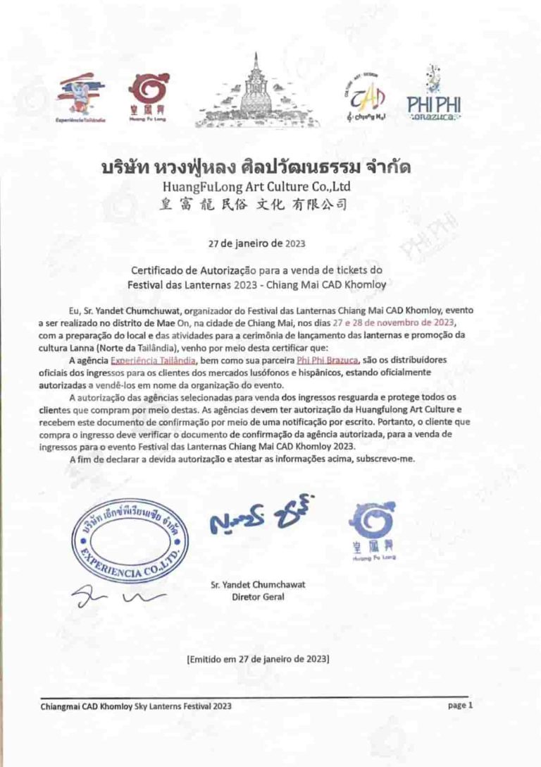 Documento oficial de revenda do festival das lanternas de 2023