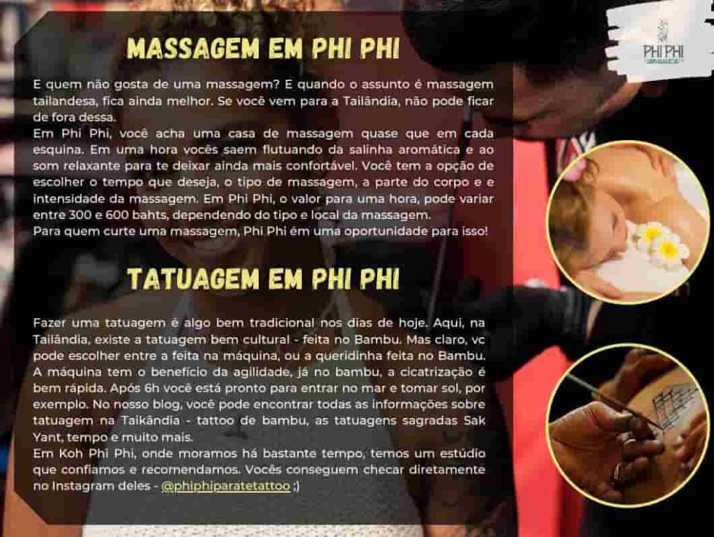 Dicas de Massagem e tatuagem em Phi Phi