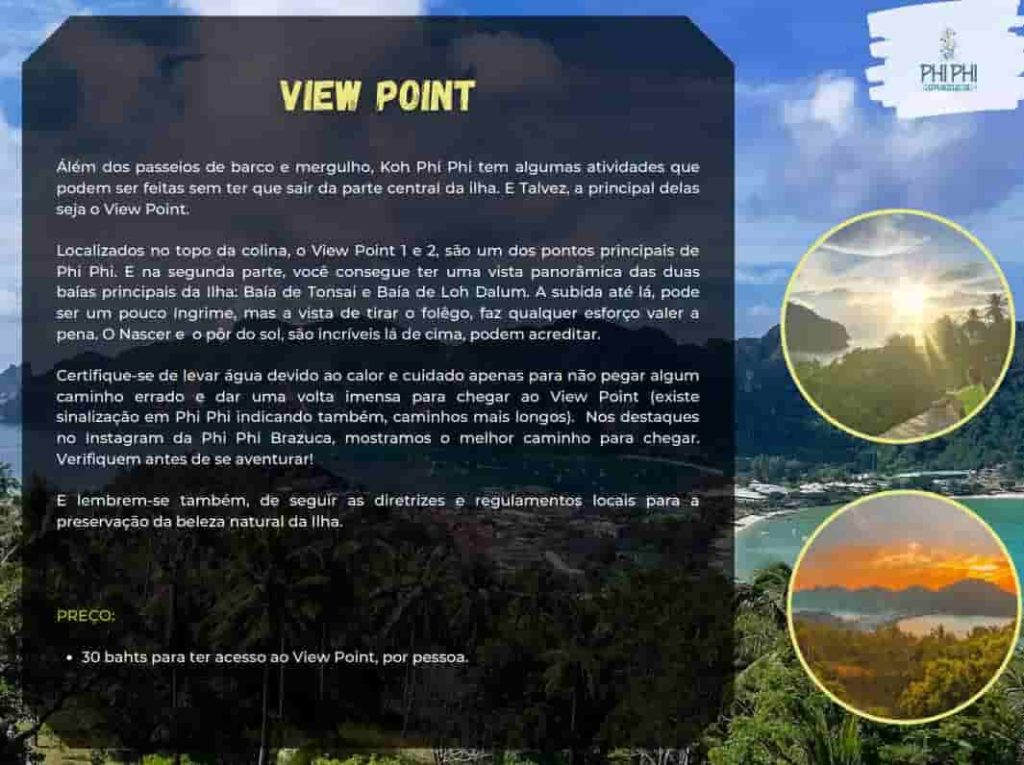Dicas e informações sobre o view point em Phi Phi