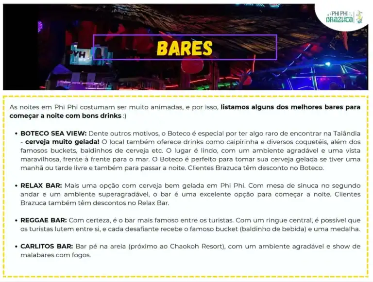 Dicas com os melhores bares para a noite de Phi Phi